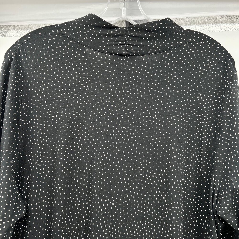 J.Jill Polka Dot Shift Dress Draped Skirt Long Sleeve Black/White Size XLP - Picture 6 of 9
